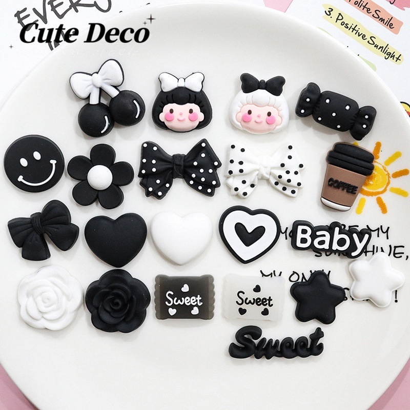 Black Candy Cherry Girl Head Jibbitz Charm ตกแต ่ งรองเท ้ า PVC