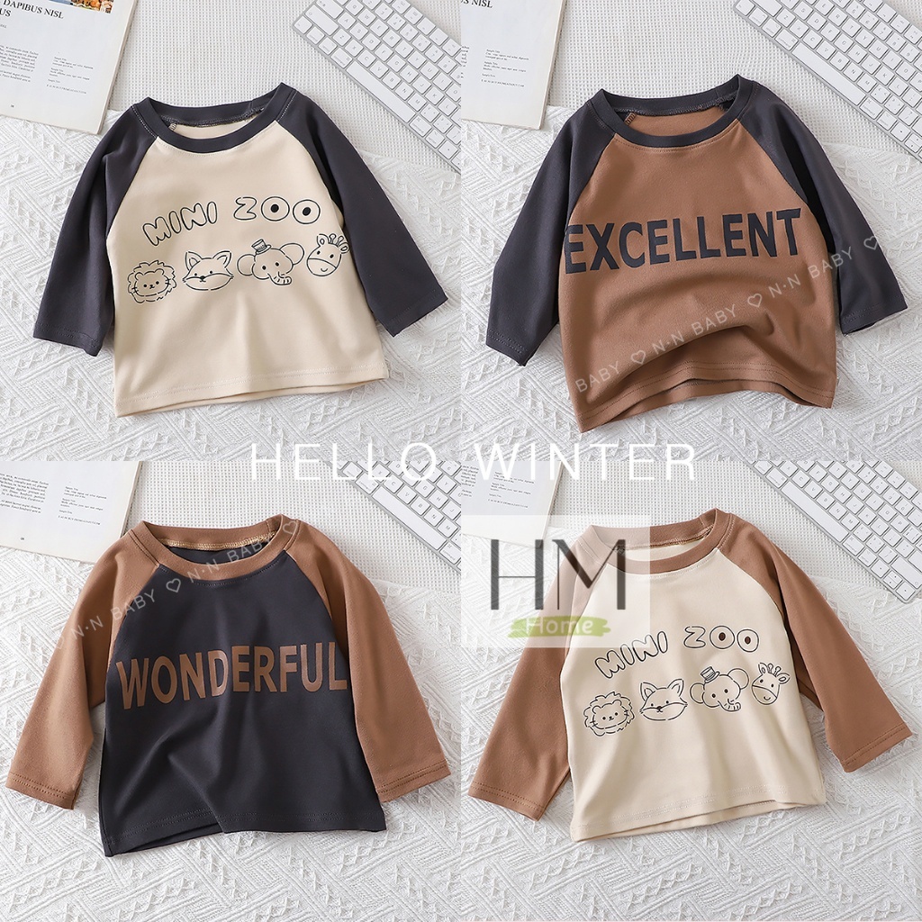 พร้อมส่ง เสื้อแขนยาวเด็กเสื้อผ้าเด็ก ผ้าสำลีเนื้อผ้านุ่มๆ