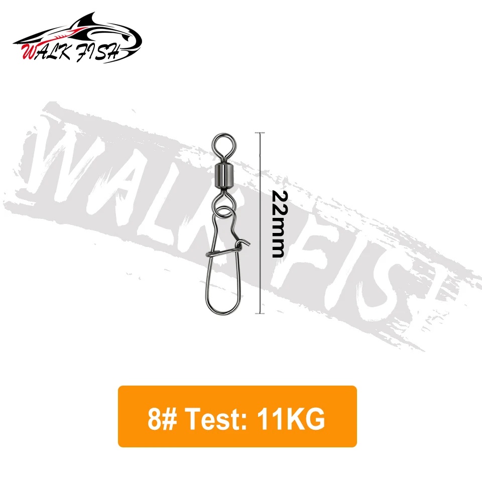 Walk FISH 50 ชิ้น ไพค์ อุปกรณ์ตกปลา เชื่อมต่อ ขาแบริ่ง ลูกกลิ้ง หมุน สเตนเลส สแน็ป ตะขอตกปลา เหยื่อหมุน รอก — صورة 7