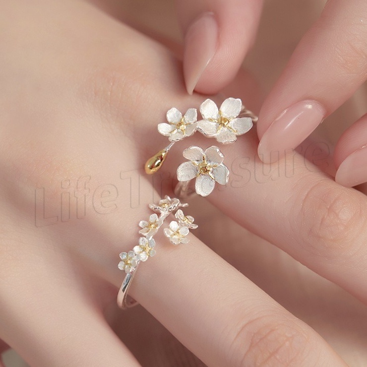 [ Featured ] แหวนนิ้วมือ ลายดอกไม้ ลูกแพร์น่ารัก ไม่สม่ําเสมอ ปรับได้ เครื่องประดับแฟชั่น สําหรับผู้หญิง