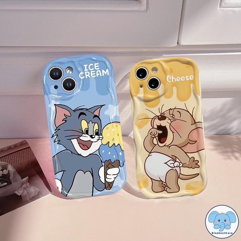 INS กล่องไอศกรีมชีสเกาหลี iPhone 15 11 12 13 14 Pro Max 15 8 7 Plus XR X XS Max SE 2020 แมวน่ารักเมาส์คู่อ่อน
