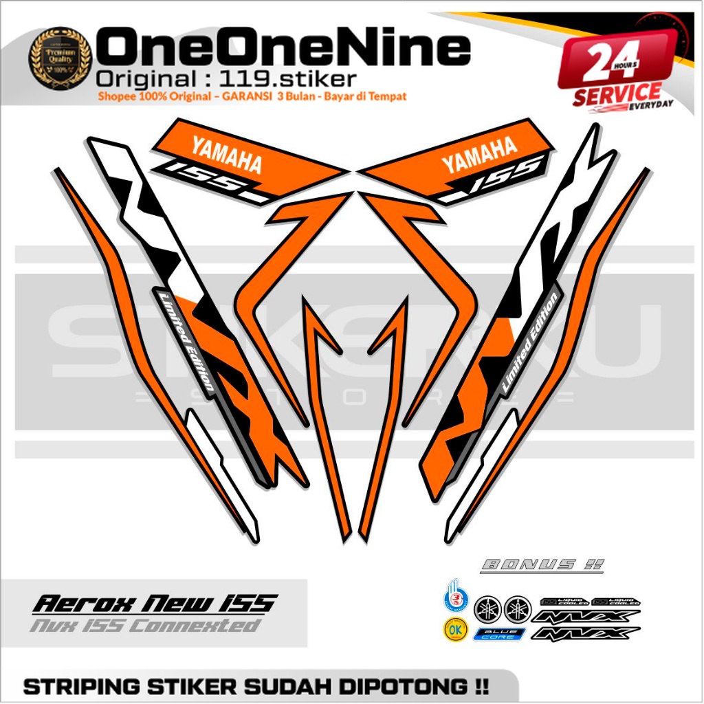 STRIPING AEROX 155 ใหม่ CONNETED MOTIF 41 / สีคอมโบ / ฐานสีดํา / AEROX 155 สติ๊กเกอร์เชื่อมต่อ / AER