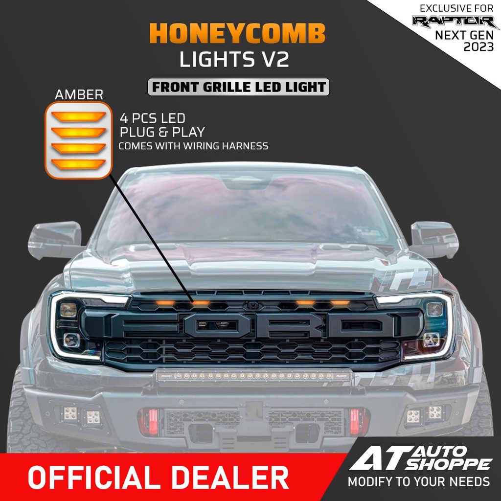 ไฟ LED HONEYCOMB V2 GRILLE (ไฟเบอร์) สําหรับ FORD RANGER RAPTOR 3.0 V6 NEXT GEN 2023 RAPTOR