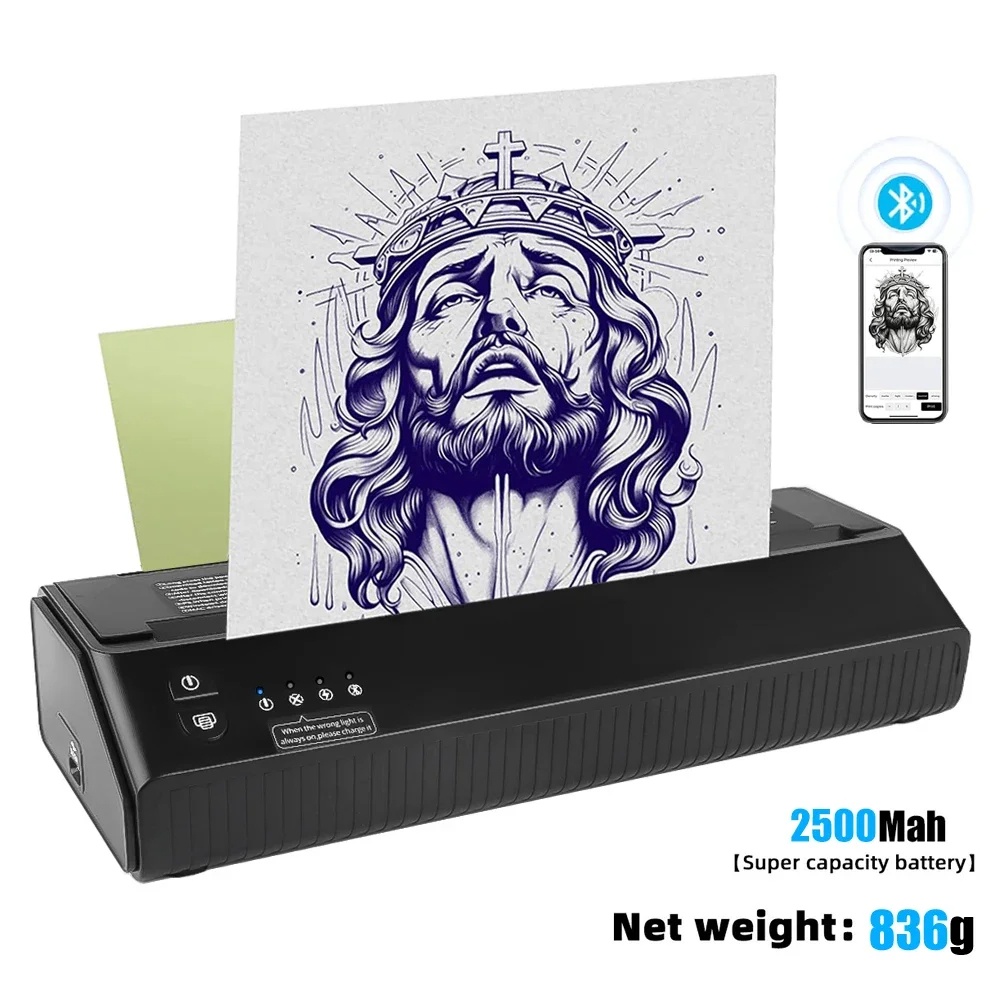 Professional Wireless Tattoo Printer Transfer Machine เครื่องถ่ายเอกสาร Stencil Maker สําหรับ Tatu ร