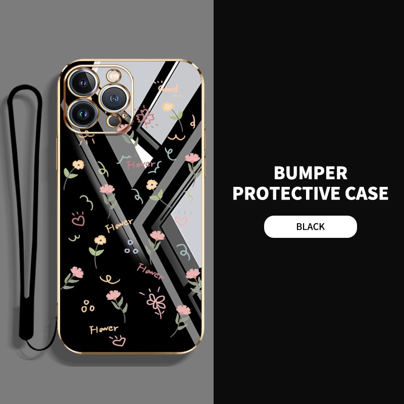 เคสโทรศัพท์มือถือซิลิโคน ป้องกันกระแทก เต็มจอ ลายดอกไม้ ขนาดเล็ก สําหรับ Iphone 12 13 Pro MAX