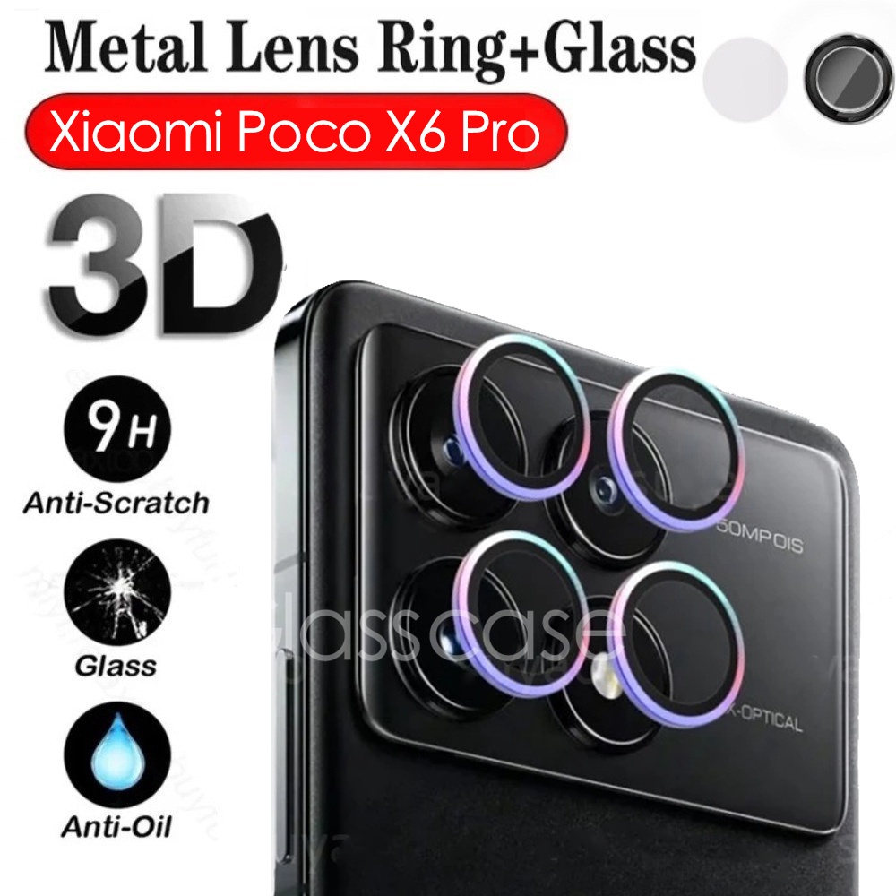 สําหรับ Xiaomi Poco X6 M6 F6 Pro X6Pro M6Pro F6Pro PocoX6pro PocoM6pro PocoF6pro 4G 5G 9H HD กระจกนิรภัยอลูมิเนียมโลหะกล ้ องเลนส ์ ProtectorScreen ป ้ องกันฟิล ์ ม