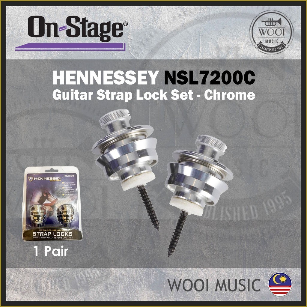 OnStage Hennessey NSL7200C ชุดล็อคสายกีตาร์ - Chrome