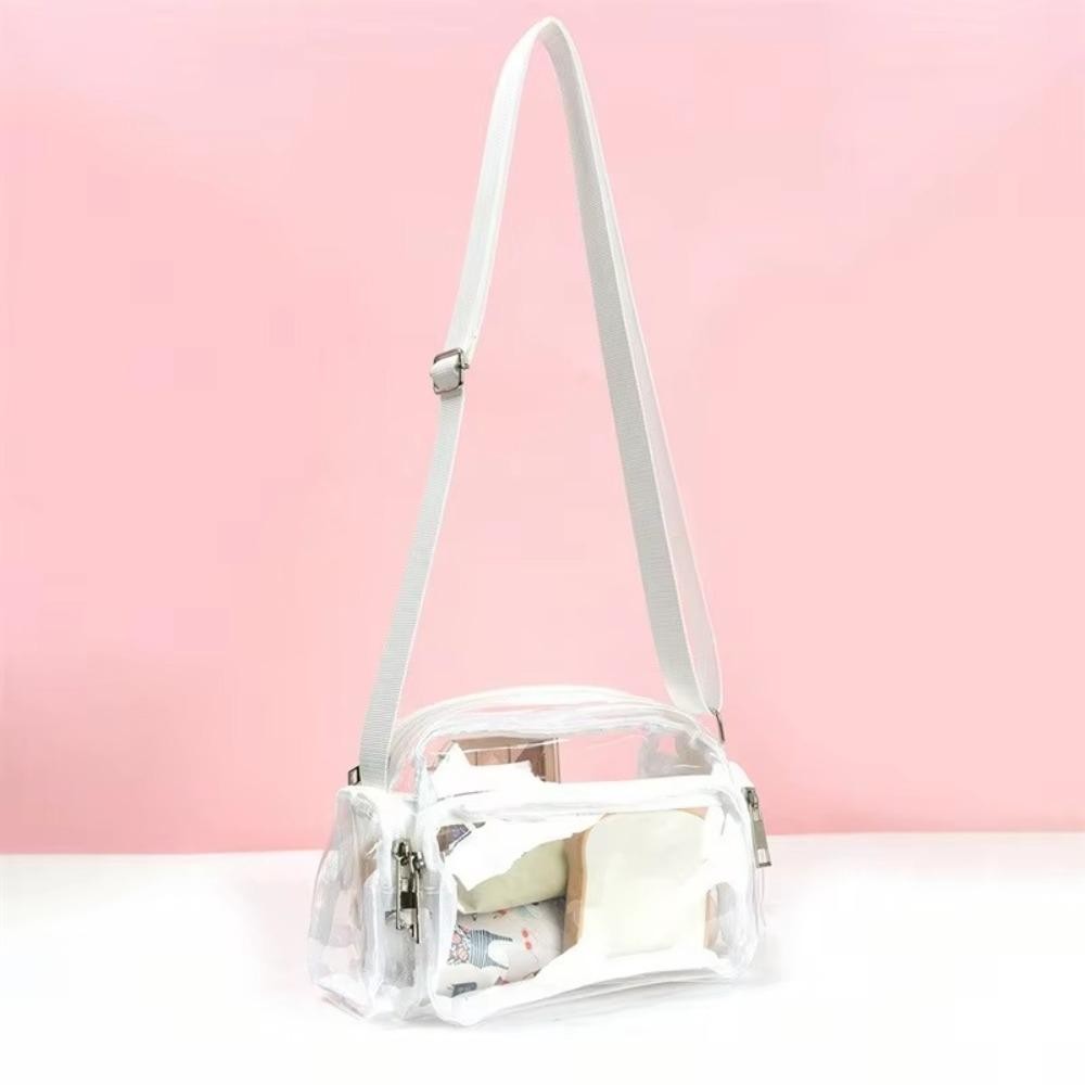 Azucen กระเป๋าสะพายใส, กระเป๋าซิปสีลูกกวาดกระเป๋าถือ, กระเป๋าเยลลี่ PVC แบบสบาย ๆ กระเป๋าใต้วงแขน