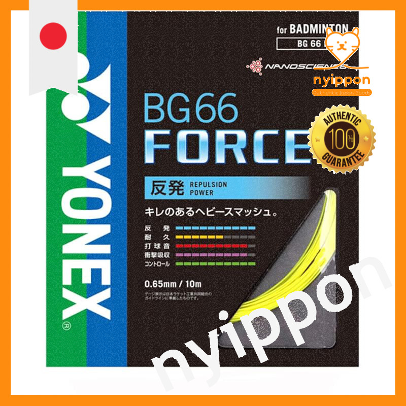 YONEX BG66 Force Badminton Strings (0.65mm) - Available in White, Yellow, and Cyan