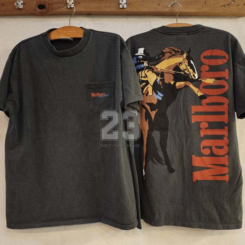 [ 23 ] Marlboro Vintage 1994 pocket bio washed เสื้อวินเทจ คลาสสิค  vintage shirt