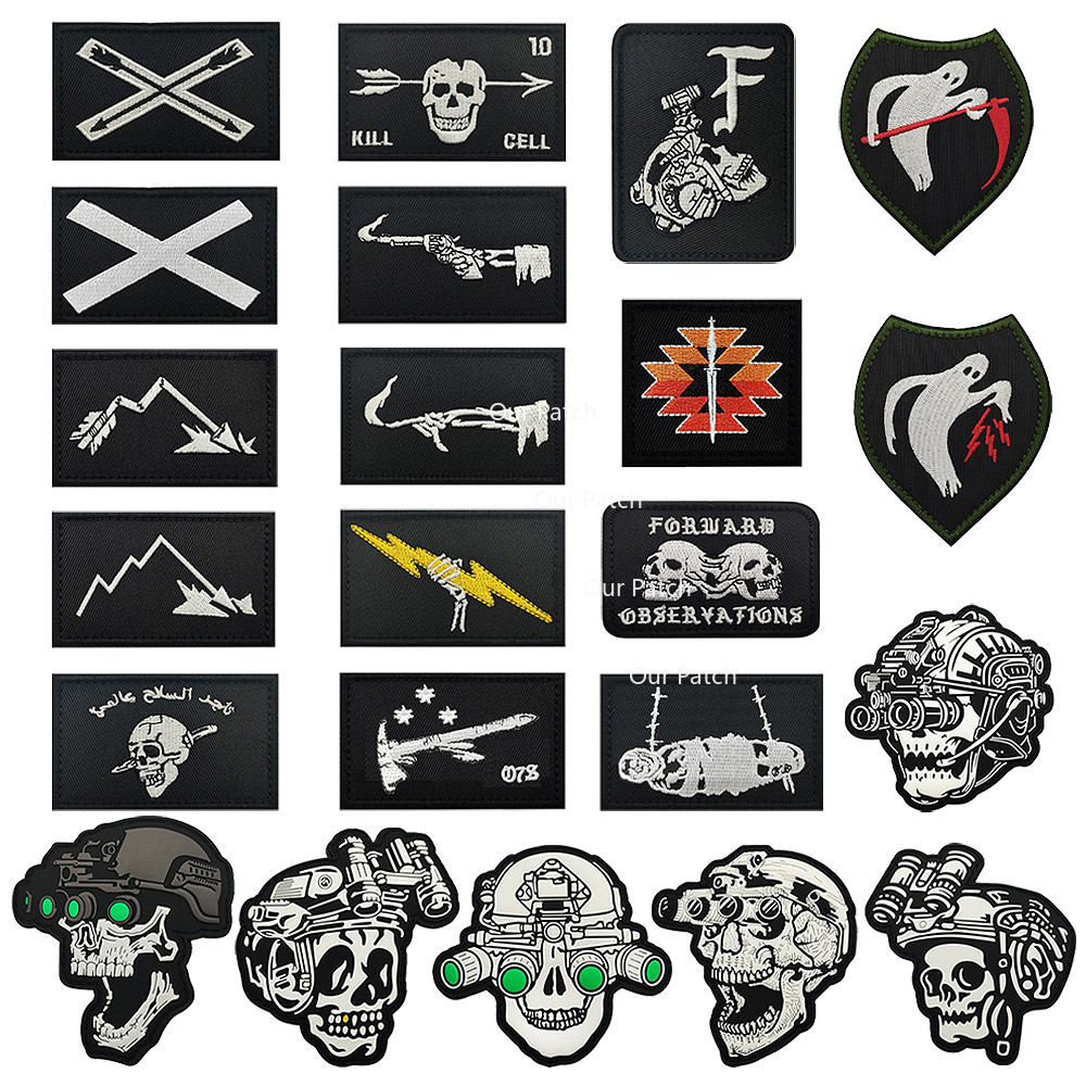 สีดําเครา Blackbeard แพทช์ FOG Canoe ส่งต่อ Tacticas X Chevron F Skeleton Finger Edward Badges