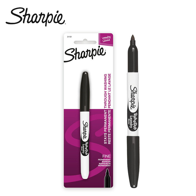 1 ชิ้น Sharpie 31101 Rub-A-Dub ถาวรซักรีด Marker ปากกา Fine หมึกสีดําผ้ากันน้ําวาดเครื่องหมายเสื้อผ้ารองเท้า DIY