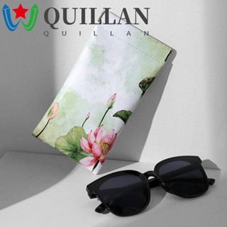 Quillan กระเป๋าใส่แว่นตา หนัง PU นิ่ม ปิดในตัว ลายดอกบัว สําหรับใส่เครื่องประดับ แว่นกันแดด