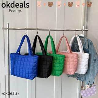 Okdeals กระเป๋าสะพายไหล่ ผ้าฝ้าย ทรงโท้ท ความจุขนาดใหญ่ แฟชั่นสําหรับสตรี