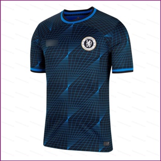 Yx 2023-24 เสื้อยืดลําลอง แขนสั้น คอกลม พิมพ์ลาย Chelsea Away Jersey พลัสไซซ์