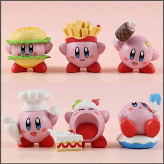 Nana โมเดลตุ๊กตาฟิกเกอร์ Kirby แฮมเบอร์เกอร์ ชิป ขนาดเล็ก สําหรับตกแต่งบ้าน รถยนต์ DIY 6 ชิ้น