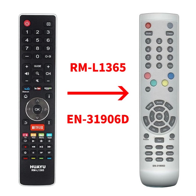 HUAYU RM-L1365 ใช้ LCD โทรทัศน์รีโมทคอนโทรลทํางาน Devant EN-31906D LCD LED Universal TV รีโมทคอนโทรล