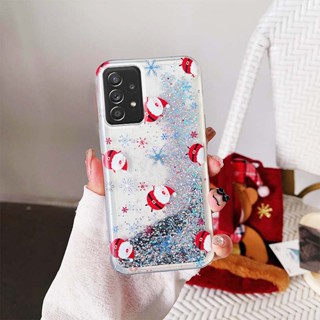 Ybd เคสโทรศัพท์มือถือ ลายต้นคริสต์มาส ซานตาคลอส กวาง มีทรายไหล สําหรับ Samsung Galaxy A33 A53 A73 A42 M30S M21 5G