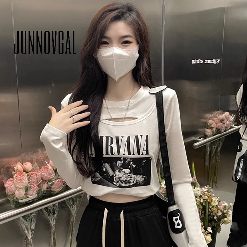 Junnovgal ใหม่ เสื้อยืดลําลอง แขนสั้น เข้ารูป พิมพ์ลายโครงกระดูก เซ็กซี่ สไตล์วินเทจ แฟชั่นสําหรับสตรี 2023
