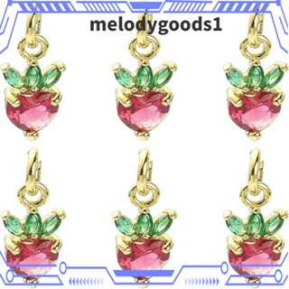 Melodygoods1 จี้สตรอเบอร์รี่ สตรอเบอร์รี่ เซอร์คเนีย ทองแดง ชุบทอง 15*6 มม. สําหรับสร้อยข้อมือ