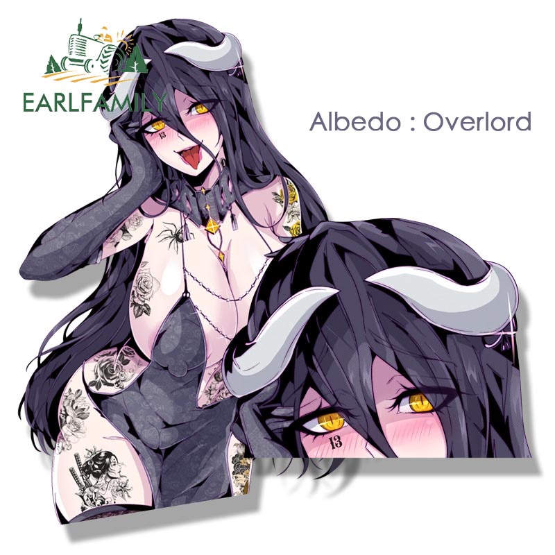 EARLFAMILY Gyaru Albedo Fanart รถสติกเกอร์อะนิเมะ Overlord Sketch Waifu Decal JDM การ์ตูน Peek สาว Graffiti สติกเกอร์ห่อรถ