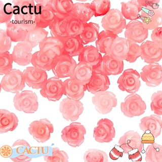 Cactu ลูกปัดดอกกุหลาบ สีชมพู 10 มม. สําหรับทําเครื่องประดับ สร้อยข้อมือ DIY 50 ชิ้น