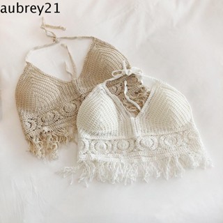 Aubrey1 ชุดว่ายน้ําแขนกุด ผ้าถักโครเชต์ ระบายอากาศ ปักลาย สําหรับผู้หญิง