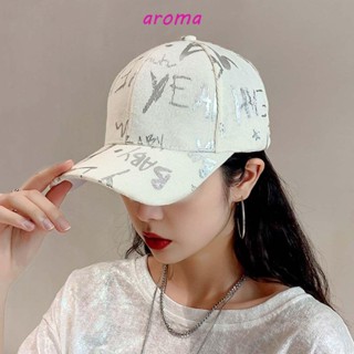 Aroma หมวกเบสบอล ผ้าฝ้าย ลายตัวอักษร ปรับได้ สไตล์เกาหลี ฮิปฮอป สําหรับผู้ชาย