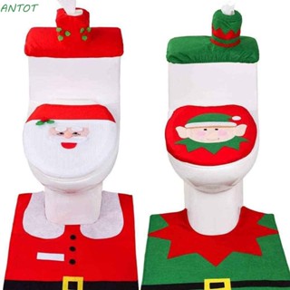 Antot ผ้าคลุมที่นั่งชักโครก ลายการ์ตูน Merry Christmas DIY สําหรับตกแต่งห้องน้ํา