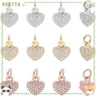 Nextth จี้รูปหัวใจ ประดับเพทาย ทองเหลือง สีโรสโกลด์ สําหรับทําเครื่องประดับ