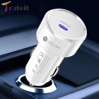 Tcuteit PD 30W ที่ชาร์จโทรศัพท์ในรถยนต์ USB C-Type USB Charger Socket, เหมาะสําหรับ Samsung Huawei Xiaomi