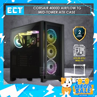 Corsair 4000D Airflow กระจกนิรภัย เคส ATX หอคอยกลาง (CC-9011200/01-WW)