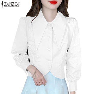 Zanzea เสื้อเชิ้ตแขนเก้าส่วน สีพื้น สไตล์เกาหลี สําหรับผู้หญิง