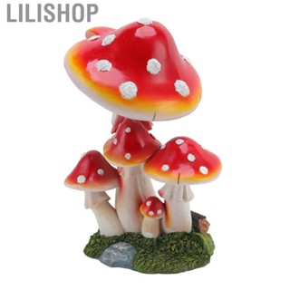 Lilishop Mushroom Decoration Synthetic Resin 5 Head Sculpture For Garden Court U