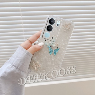 เคสโทรศัพท์มือถือ ลายผีเสื้อน่ารัก 3D สําหรับ VIVO V29 V27 V27e Y78 Y27 Y36 Y02 Y02T Y02A X90 Pro 5G 4G