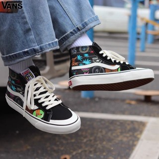 Sp2-230904 รองเท้าผ้าใบลําลอง รุ่น H Wan33ce Sk8 Hi 138 พิมพ์ลายโลโก้กราฟฟิติ สีดํา เหมาะกับการวิ่งสเก็ตบอร์ด