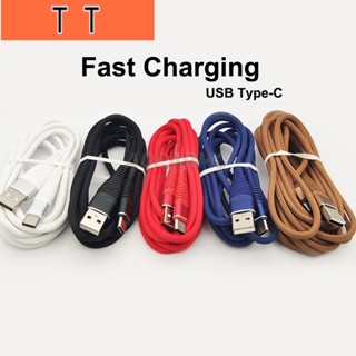  สายชาร์จ USB Type C สีแดง สีดํา สีน้ําตาล สําหรับ XiaoMi 9 10 Huawei P20 P40 OnePlus 6 6T USB C