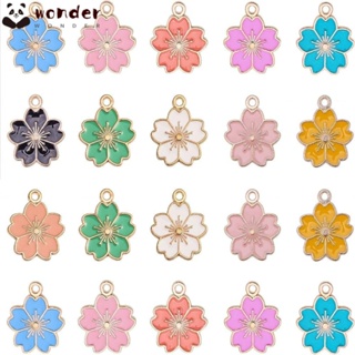 Wonder จี้ดอกไม้ อัลลอย เคลือบ สีชมพู สีแดง สีฟ้า สีดํา สีขาว สําหรับทําเครื่องประดับ