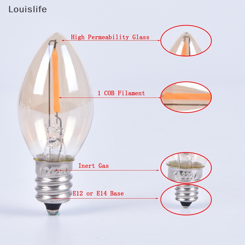 Llph E14/E12 C7 หลอดไฟ LED 0.5W หลอดไฟ LED โคมไฟระย้า หลอดไฟเอดิสัน LED LLP