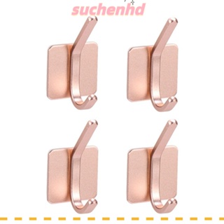 Suchenhd ตะขอแขวนผ้าขนหนู อลูมิเนียม สีโรสโกลด์ กันน้ํา สําหรับติดผนังห้องน้ํา ห้องครัว 4 ชิ้น