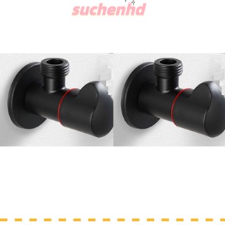 Suchenhd วาล์วน้ํา สเตนเลส 304 ทองแดง สีดํา ทนทาน สําหรับห้องน้ํา 2 ชิ้น