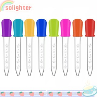 Solighter หลอดหยดของเหลว 5 มล. 8 ชิ้น พร้อมปลายหลอด พลาสติก ซิลิโคน 8 สี สําหรับทําหมากฝรั่ง