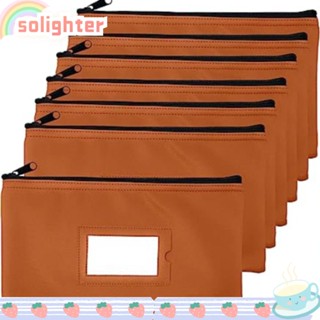 SOLIGHTER กระเป๋าเก็บเงินสด สีกากี สําหรับผู้หญิง ผู้ชาย 7 ชิ้น