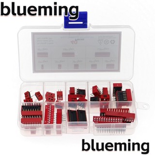 Blueming2 ชุดสวิตช์จุ่ม PCB แถวคู่ สีแดง เมาท์ 1 2 3 4 6 8 10 12 ตําแหน่ง 2.54 มม. 40 ชิ้น