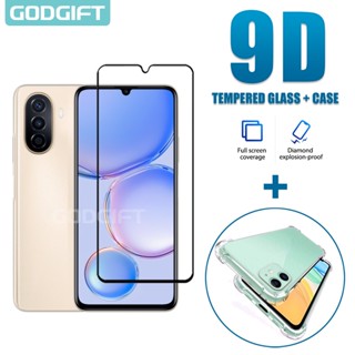 Godgift 2 in 1 ฟิล์มกระจกนิรภัยกันรอยหน้าจอ พร้อมเคสซิลิโคน กันกระแทก สําหรับ Huawei Nova Y71 Y91 Y61 Y90 Y70 Plus 5T 9 10 SE 11 Pro 11i