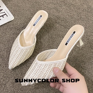 SUNNYCOLOR รองเท้าส้นสูง รองเท้าแตะ รองเท้าส้นสูงผู้หญิง 2023 ใหม่ B24G0D2 36Z230909