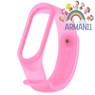 [armani1.th] สายนาฬิกาข้อมือ TPE โปร่งแสง ปรับได้ สําหรับ Xiaomi MI Band 3 (สีชมพู)