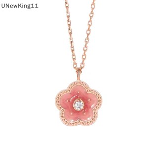 Unewking สร้อยคอโซ่ จี้ดอกไม้ สีชมพู เครื่องประดับแฟชั่น สําหรับผู้หญิง