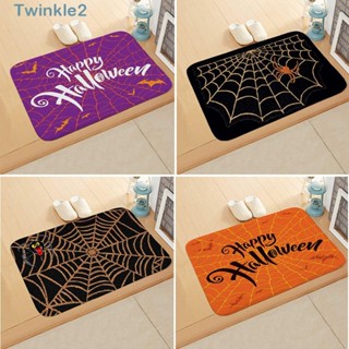 Twinkle พรมเช็ดเท้า ผ้าสักหลาด ลายแมงมุม Happy Halloween สําหรับตกแต่งบ้าน ห้องนอน ห้องครัว ห้องนั่งเล่น