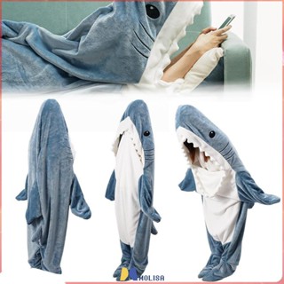 Cross-border การ์ตูนใหม่ Shark Sleeping Bag ชุดนอน Flannel Shark Home Service One-piece Shark ถุงนอนผ้าห่ม MOLISA